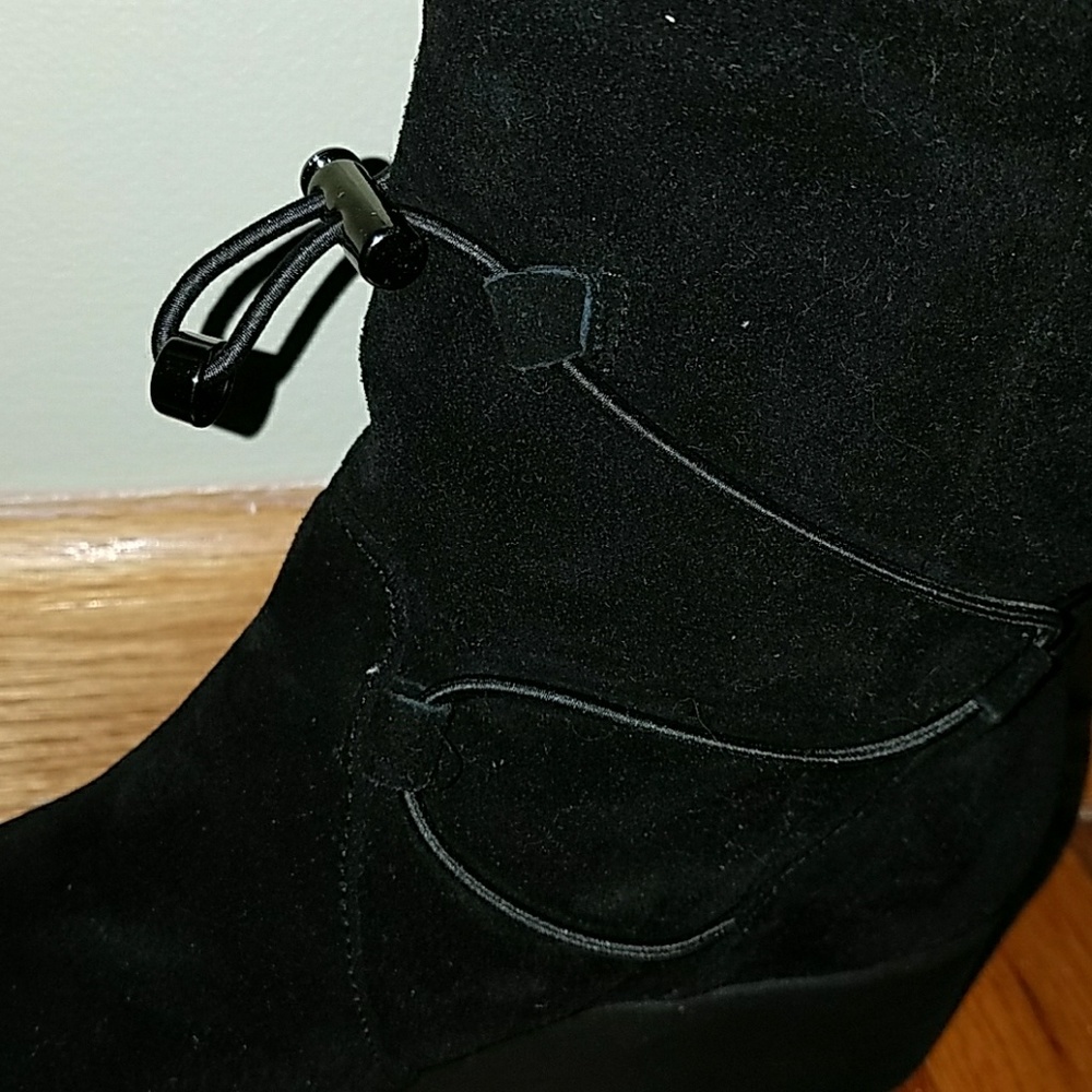 H by Halston Suede Wedge Boots with Faux Fur - Picture 2 of 8